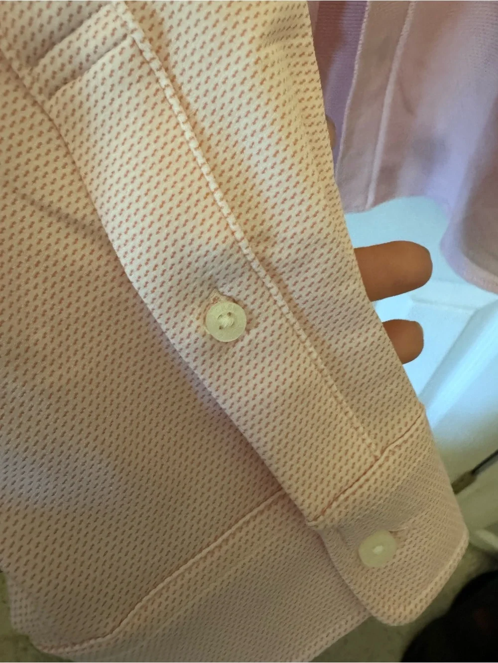 J. Crew Men's Light Pink Pattern performance fabric Dress Shirt